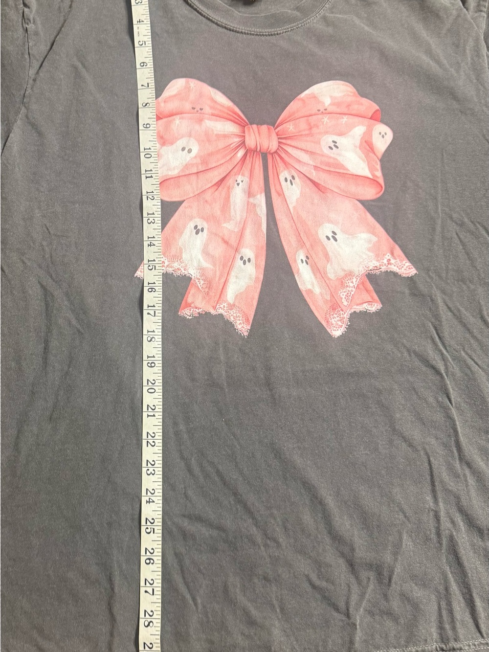 Comfort Colors Pink Ghost Bow Short Sleeve Tee - Picture 6 of 6